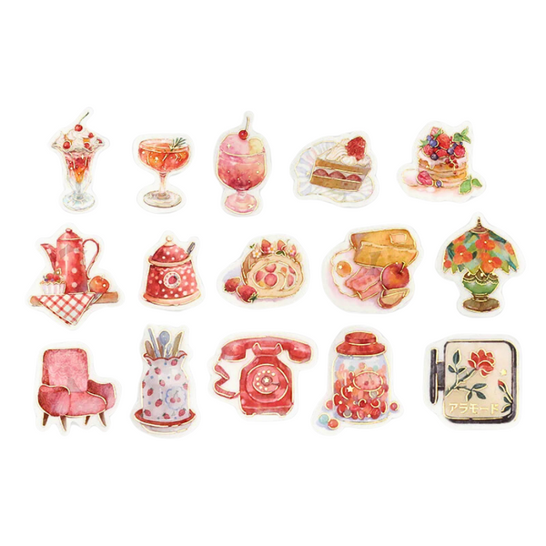 画像をギャラリービューアに読み込む, BGM Foil Stamping Flake Seal: Cafe Alamode - Red