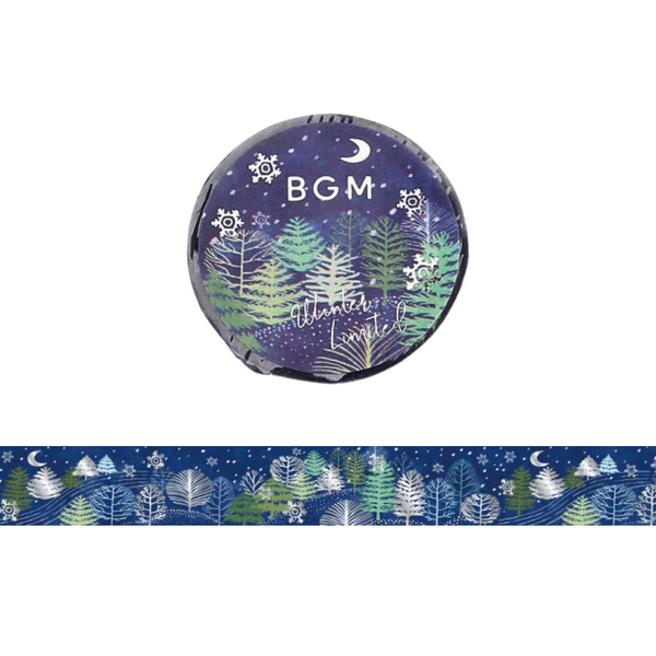 将图片加载到图库查看器,BGM Winter Limited Masking Tape - Snowy Night Forest