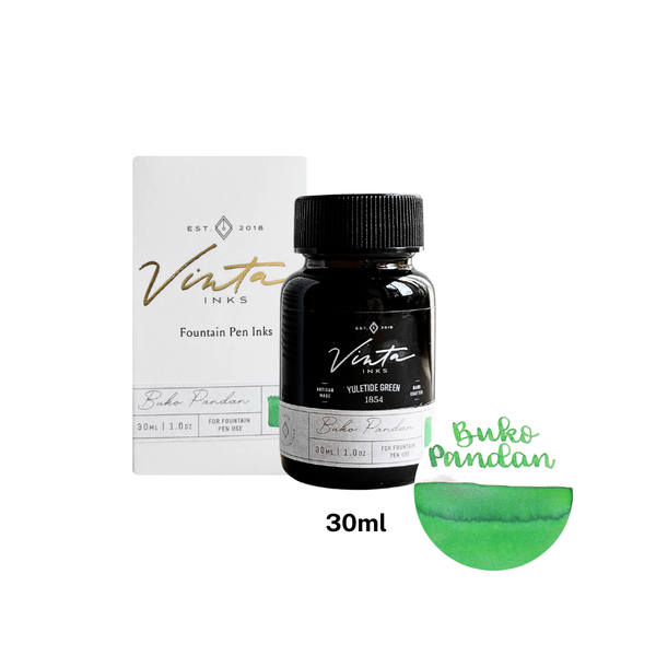 Load image into Gallery viewer, Vinta Inks Holiday Collection 30ml Bottled Ink - Yuletide Green (Buko Pandan 1854)