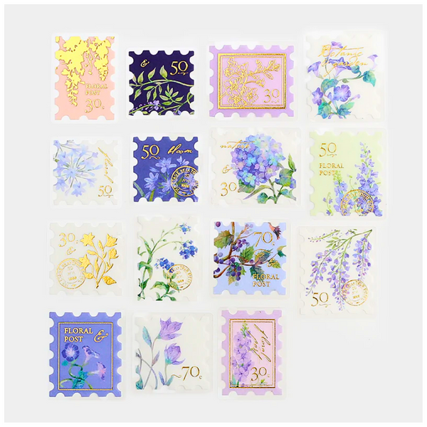 Load image into Gallery viewer, BGM Foil Stamping Flake Seal: Post Office Botanical Book - Blue