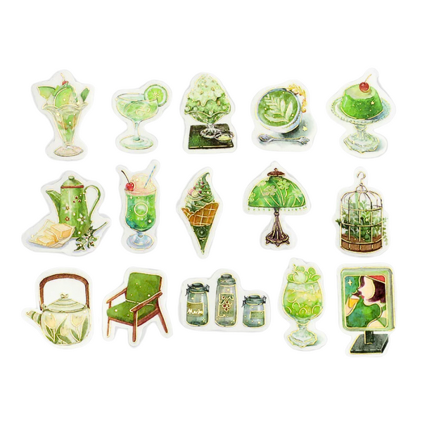 将图片加载到图库查看器,BGM Foil Stamping Flake Seal: Cafe Alamode - Green