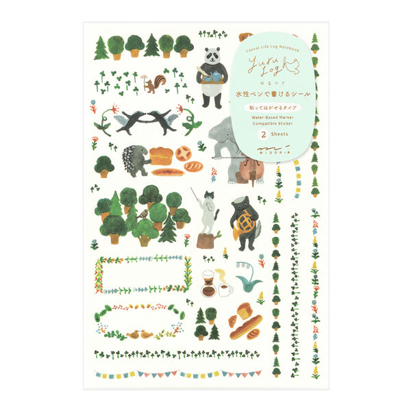 이미지를 갤러리 뷰어에 로드 , Midori Yuru Log Sticker (2 Sheets) - Forest Animal