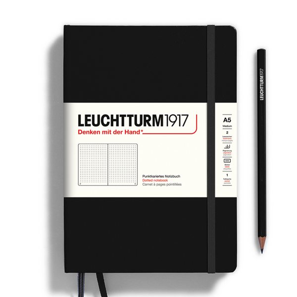 Load image into Gallery viewer, Leuchtturm1917 A5 Medium Hardcover Notebook - Dotted / Black