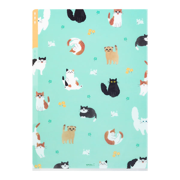 이미지를 갤러리 뷰어에 로드 , Midori A4 3 Pockets Clear Folder - Cats A