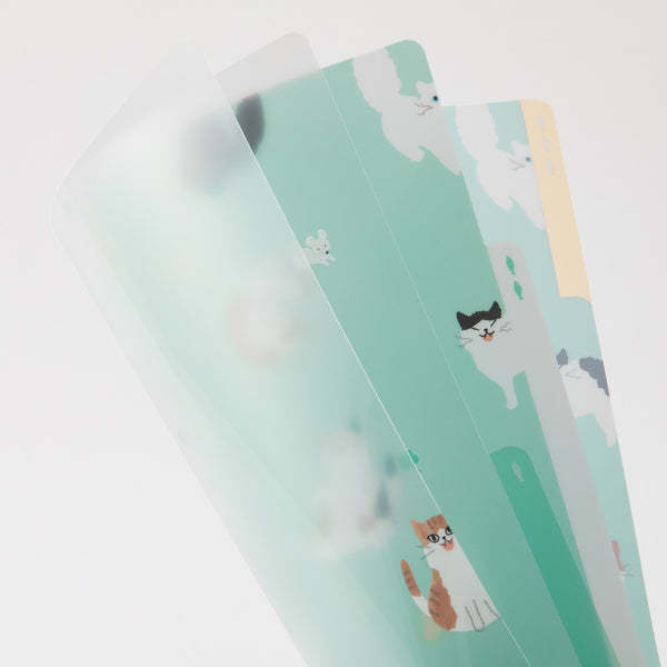 이미지를 갤러리 뷰어에 로드 , Midori A4 3 Pockets Clear Folder - Cats A