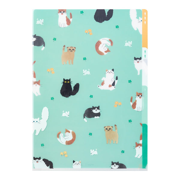 이미지를 갤러리 뷰어에 로드 , Midori A4 3 Pockets Clear Folder - Cats A