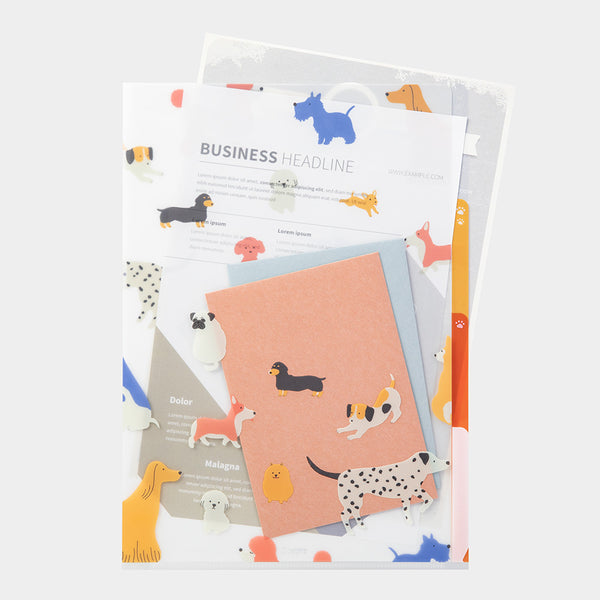 이미지를 갤러리 뷰어에 로드 , Midori A4 3 Pockets Clear Folder - Dogs