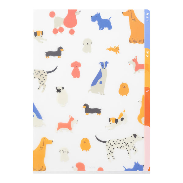 이미지를 갤러리 뷰어에 로드 , Midori A4 3 Pockets Clear Folder - Dogs