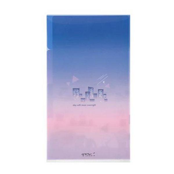 Load image into Gallery viewer, Midori A5 Slim 3 Pockets Clear Folder with Flap - City Pop