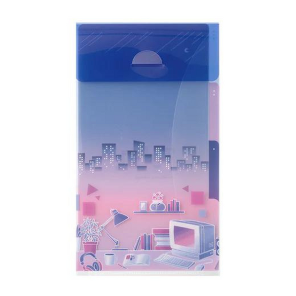 Load image into Gallery viewer, Midori A5 Slim 3 Pockets Clear Folder with Flap - City Pop
