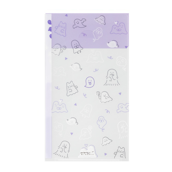 画像をギャラリービューアに読み込む, Midori A5 Slim 3 Pockets Clear Folder with Flap - Ghost