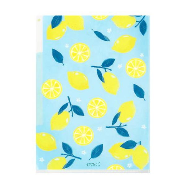 Load image into Gallery viewer, Midori A5 3 Pockets Clear Folder - Lemon
