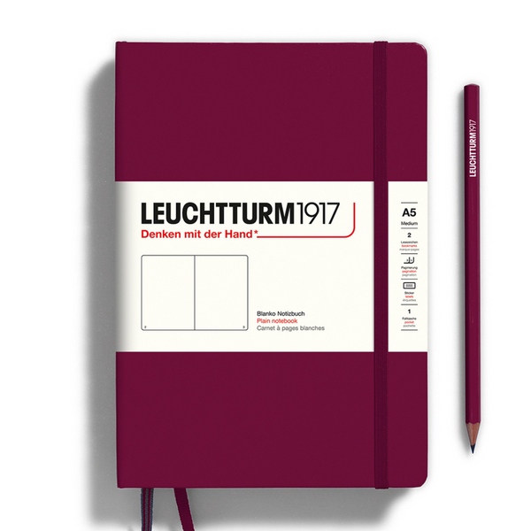 Load image into Gallery viewer, Leuchtturm1917 A5 Medium Hardcover Notebook - Plain / Port Red