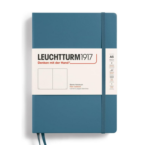 Load image into Gallery viewer, Leuchtturm1917 A5 Medium Hardcover Notebook - Plain / Stone Blue