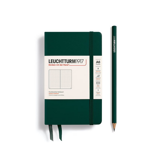 Load image into Gallery viewer, Leuchtturm1917 A6 Pocket Hardcover Notebook - Dotted / Forest Green