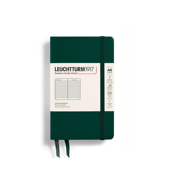 이미지를 갤러리 뷰어에 로드 , Leuchtturm1917 A6 Pocket Hardcover Notebook - Ruled / Forest Green
