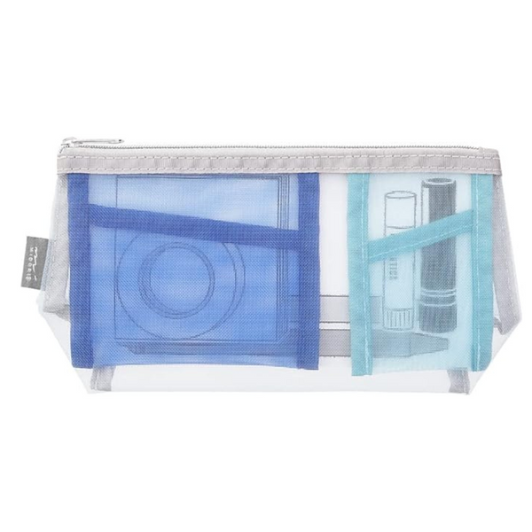 画像をギャラリービューアに読み込む, Midori Pen & Tool Pouch Mesh with Gusset - Light Blue