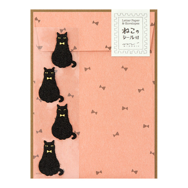 Load image into Gallery viewer, Midori Letter Set With Black Cat Stickers