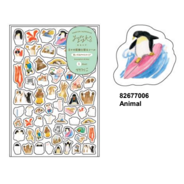 이미지를 갤러리 뷰어에 로드 , Midori Yuru Log Sticker (1 Sheet) - Animal
