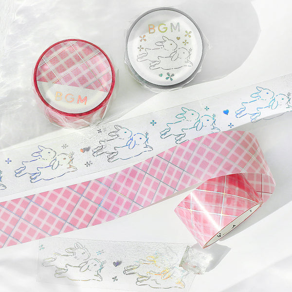 Load image into Gallery viewer, BGM Foil Stamping Clear Tape: Life - Pink Lattice