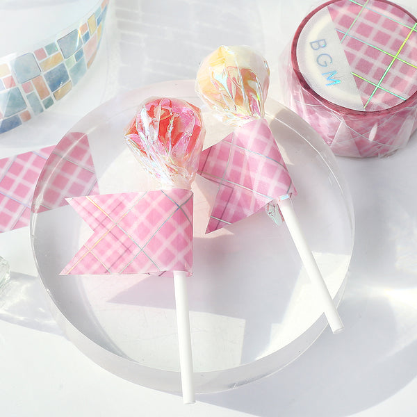 Load image into Gallery viewer, BGM Foil Stamping Clear Tape: Life - Pink Lattice