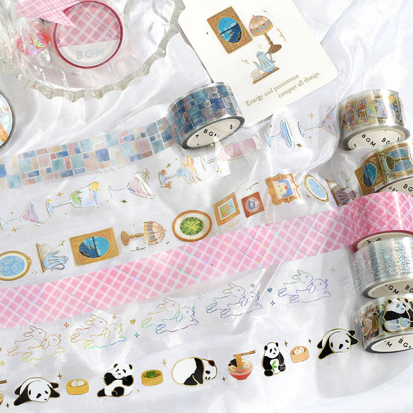 Load image into Gallery viewer, BGM Foil Stamping Clear Tape: Life - Pink Lattice