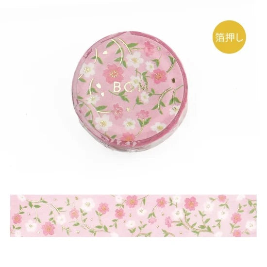 이미지를 갤러리 뷰어에 로드 , BGM Foil Stamping Masking Tape: Flower Pattern - Sakura