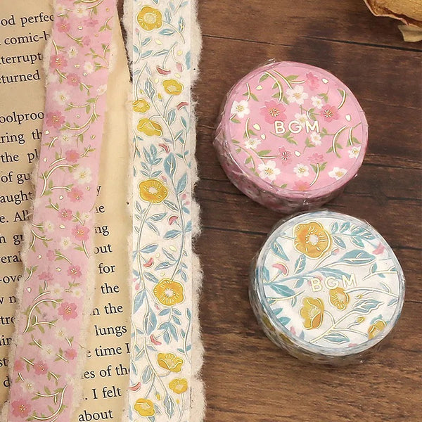 이미지를 갤러리 뷰어에 로드 , BGM Foil Stamping Masking Tape: Flower Pattern - Sakura