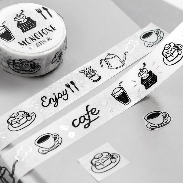 将图片加载到图库查看器,BGM Foil Stamping Masking Tape: Monotone - Cafe