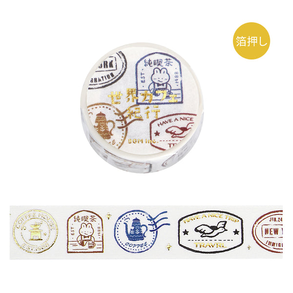 Load image into Gallery viewer, BGM Foil Stamping Masking Tape: World Cafe Travel - Stamps