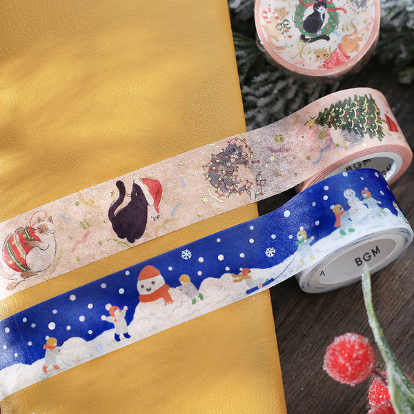 이미지를 갤러리 뷰어에 로드 , BGM Foil Stamping Christmas Limited Edition Masking Tape - Let's make a Snowman
