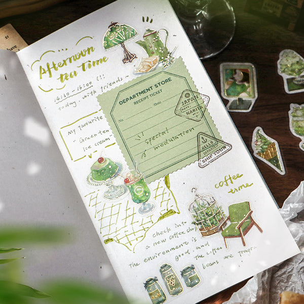 将图片加载到图库查看器,BGM Foil Stamping Flake Seal: Cafe Alamode - Green