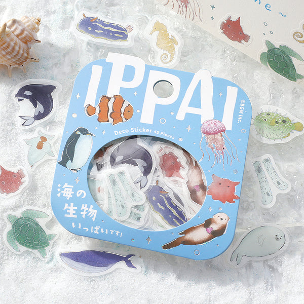 将图片加载到图库查看器,BGM Foil Stamping Flake Seal: Ippai - It's Full of Sea Life