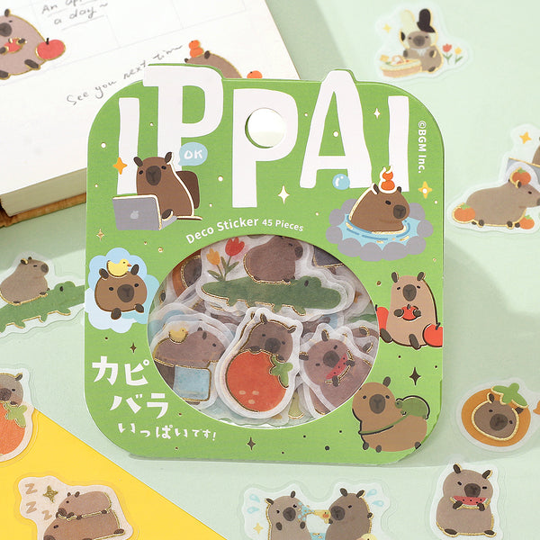 Load image into Gallery viewer, BGM Foil Stamping Flake Seal: Ippai - It's Full of Capybaras