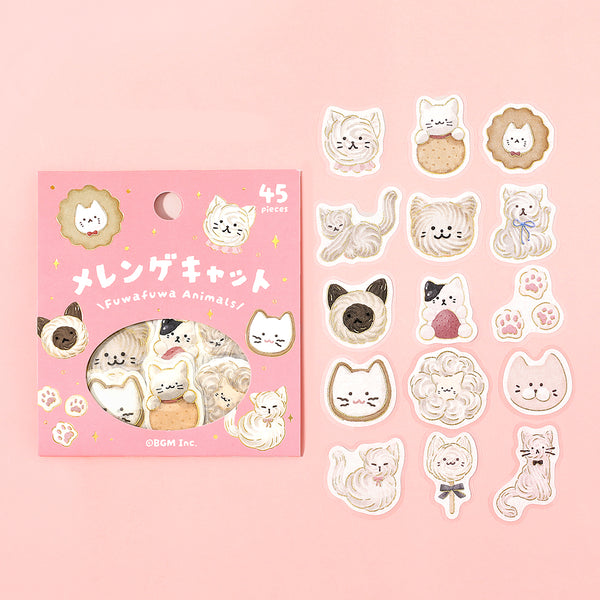 将图片加载到图库查看器,BGM Foil Stamping Flake Seal: Fluffy Animals - Meringue Cat