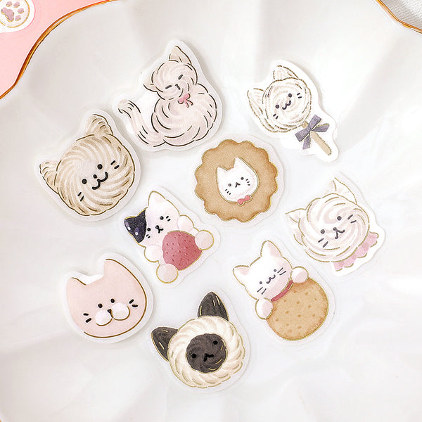 将图片加载到图库查看器,BGM Foil Stamping Flake Seal: Fluffy Animals - Meringue Cat