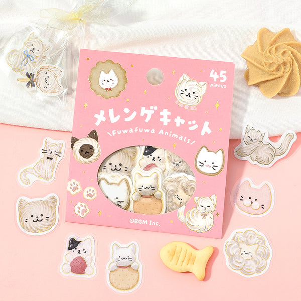 将图片加载到图库查看器,BGM Foil Stamping Flake Seal: Fluffy Animals - Meringue Cat