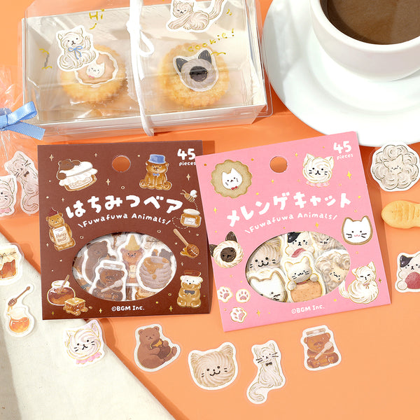 将图片加载到图库查看器,BGM Foil Stamping Flake Seal: Fluffy Animals - Meringue Cat