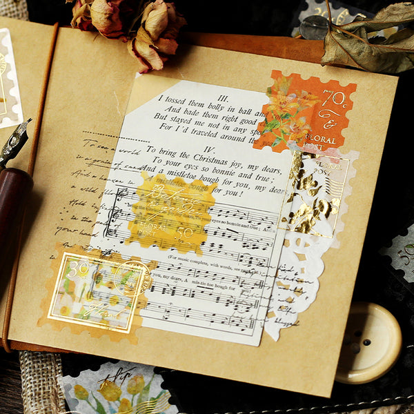 Load image into Gallery viewer, BGM Foil Stamping Flake Seal: Post Office Botanical Book - Yellow