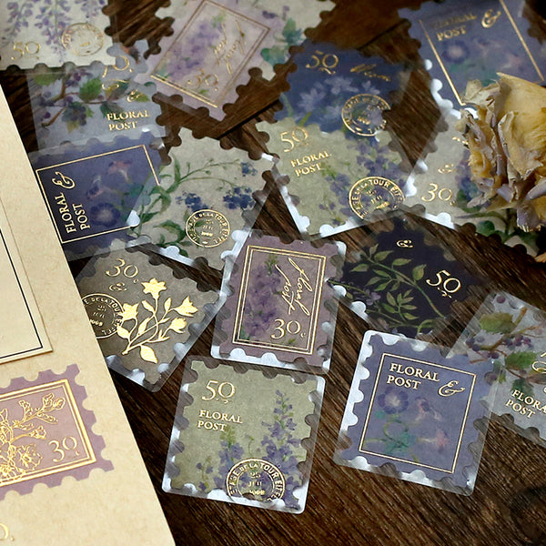 Load image into Gallery viewer, BGM Foil Stamping Flake Seal: Post Office Botanical Book - Blue