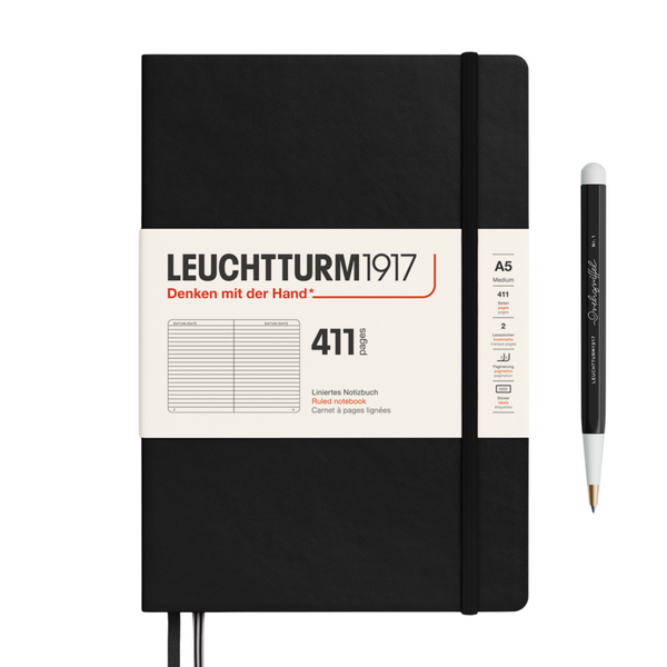 将图片加载到图库查看器,Leuchtturm1917 A5 Medium Hardcover Notebook (Thick, 411 Pages) - Ruled / Black
