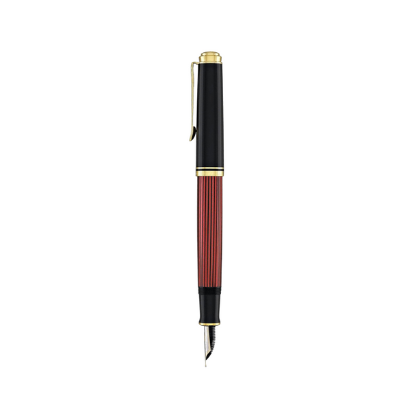 将图片加载到图库查看器,Pelikan Souveran M600 Fountain Pen - Black & Red with Gold Trim (14K Gold)