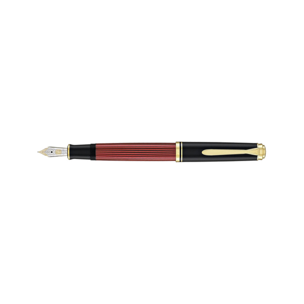 将图片加载到图库查看器,Pelikan Souveran M600 Fountain Pen - Black & Red with Gold Trim (14K Gold)