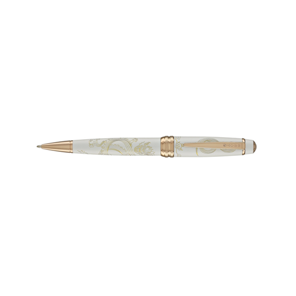 画像をギャラリービューアに読み込む, Cross Bailey Year of the Dragon Ballpoint Pen - Pearlescent White Lacquer with Rose Gold Trims
