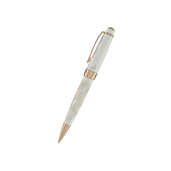 画像をギャラリービューアに読み込む, Cross Bailey Year of the Dragon Ballpoint Pen - Pearlescent White Lacquer with Rose Gold Trims