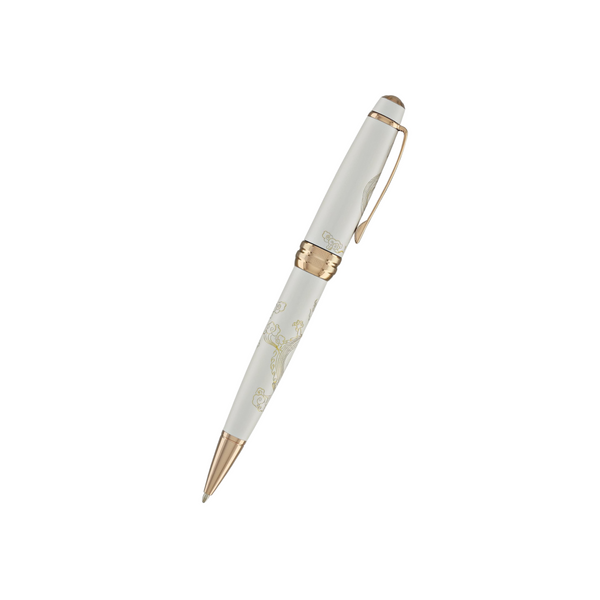 画像をギャラリービューアに読み込む, Cross Bailey Year of the Dragon Ballpoint Pen - Pearlescent White Lacquer with Rose Gold Trims