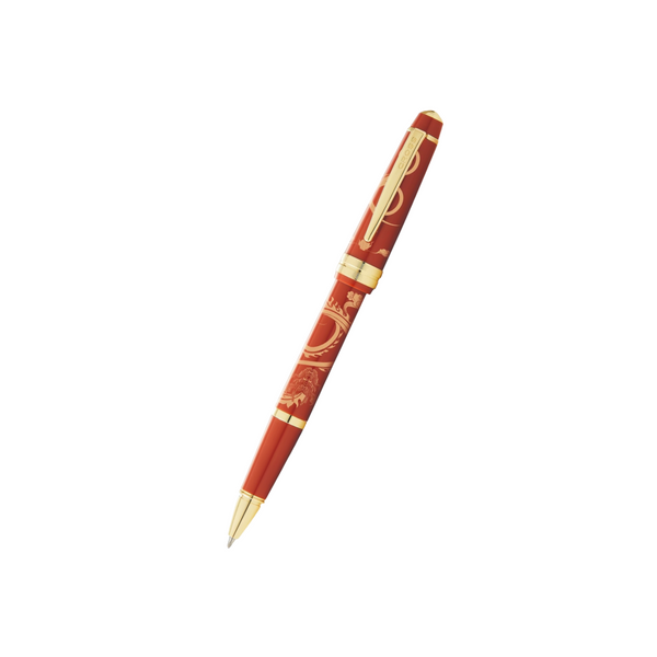 将图片加载到图库查看器,Cross Bailey Year of the Dragon Rollerball Pen - Light Polished Amber Resin with Gold-tone Trims