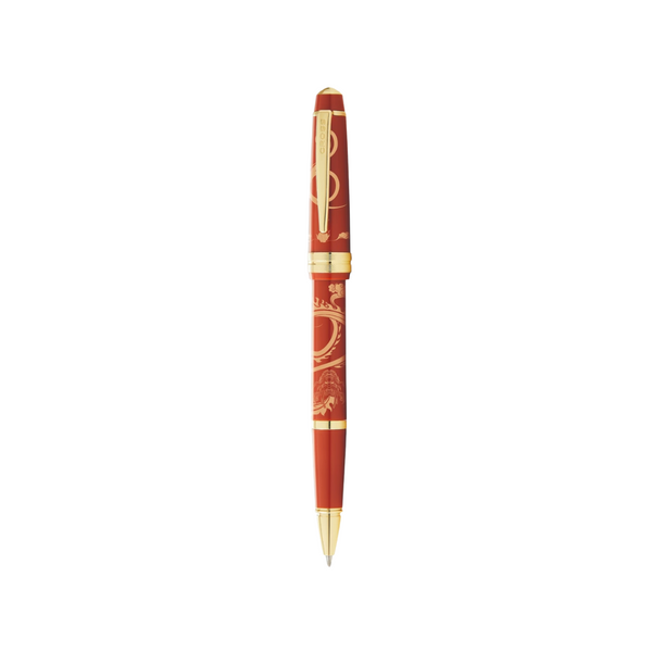 将图片加载到图库查看器,Cross Bailey Year of the Dragon Rollerball Pen - Light Polished Amber Resin with Gold-tone Trims