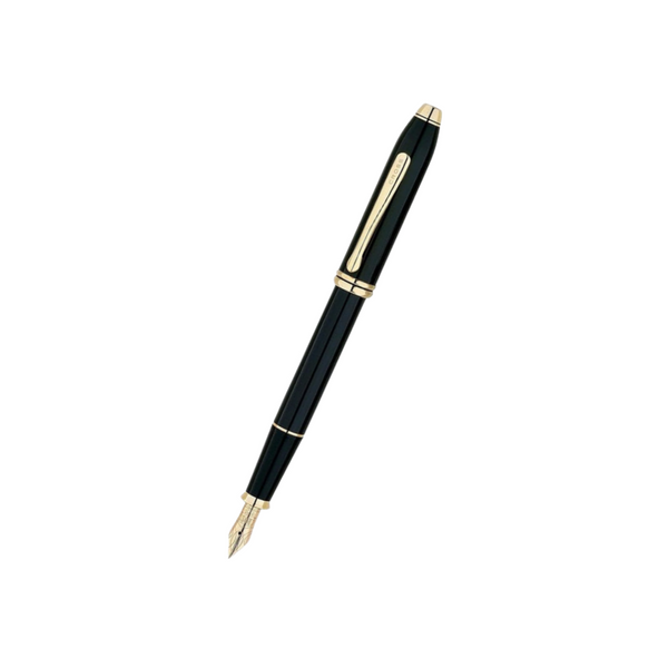 이미지를 갤러리 뷰어에 로드 , Cross Townsend Fountain Pen - Black Lacquer with 23K Gold Trims