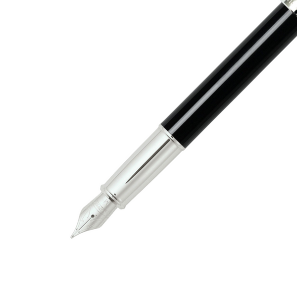 이미지를 갤러리 뷰어에 로드 , Sheaffer 100 E9313 Fountain Pen - Glossy Black and Brushed Chrome Barrel with Chrome Plated Cap and Trims